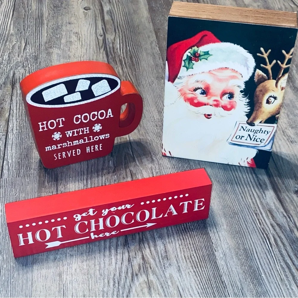 NEW! 3 HOBBY LOBBY Christmas Decor Bundle Santa 🎅🏻 Hot Cocoa ☕️ - Picture 1 of 3